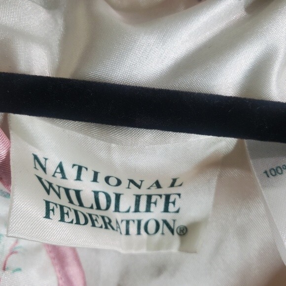 WILDLIFE FEDERATION LOUNGE coat hummingbird Asian kimono king robe small - Picture 6 of 7